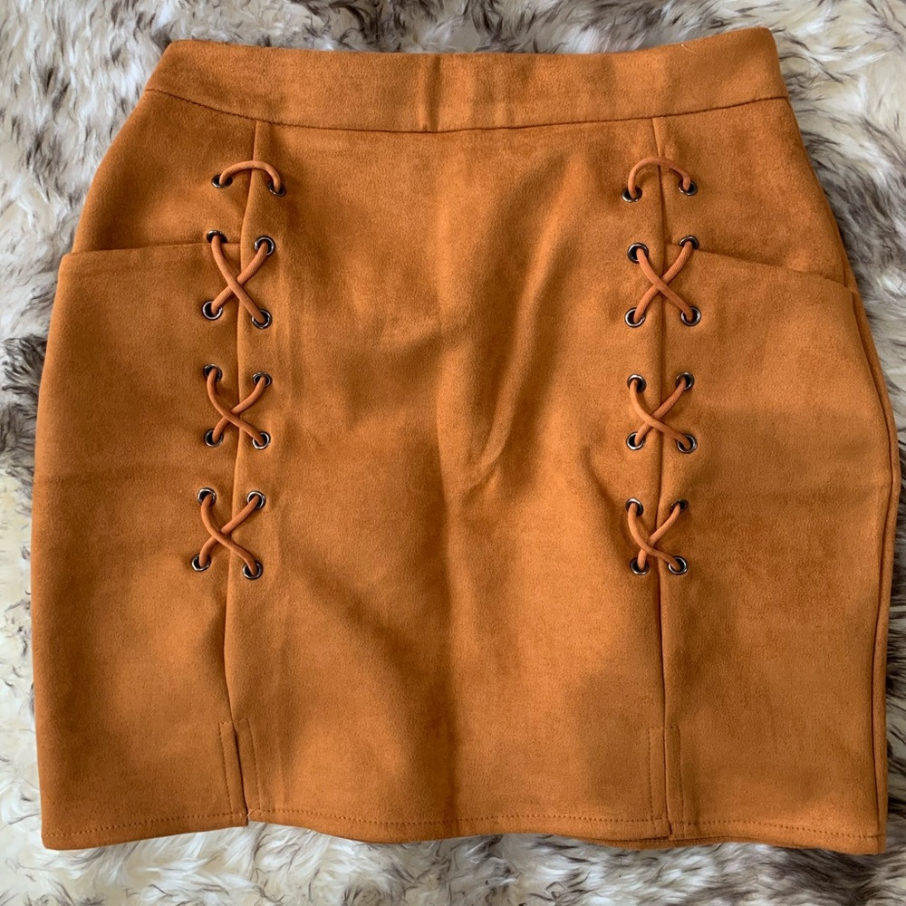 Lace up mini skirt